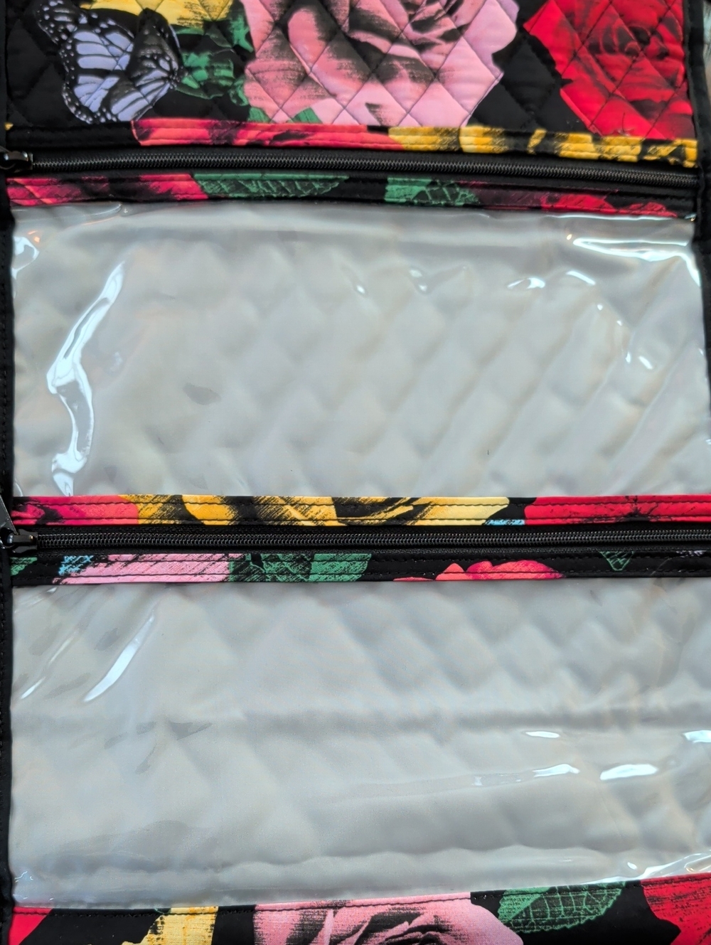 Vera Bradley Havana Rose Black Quilted Hanging Travel Cosmetic Bag New SALE!! - Picture 8 of 14
